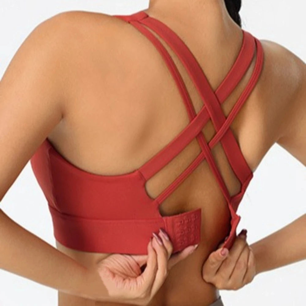 Active Wear Yoga Sports Bra Fixed Cup Tank Tops Fitness Underwear Breathable Sweat Absorbing Women Workout Bra Exercise