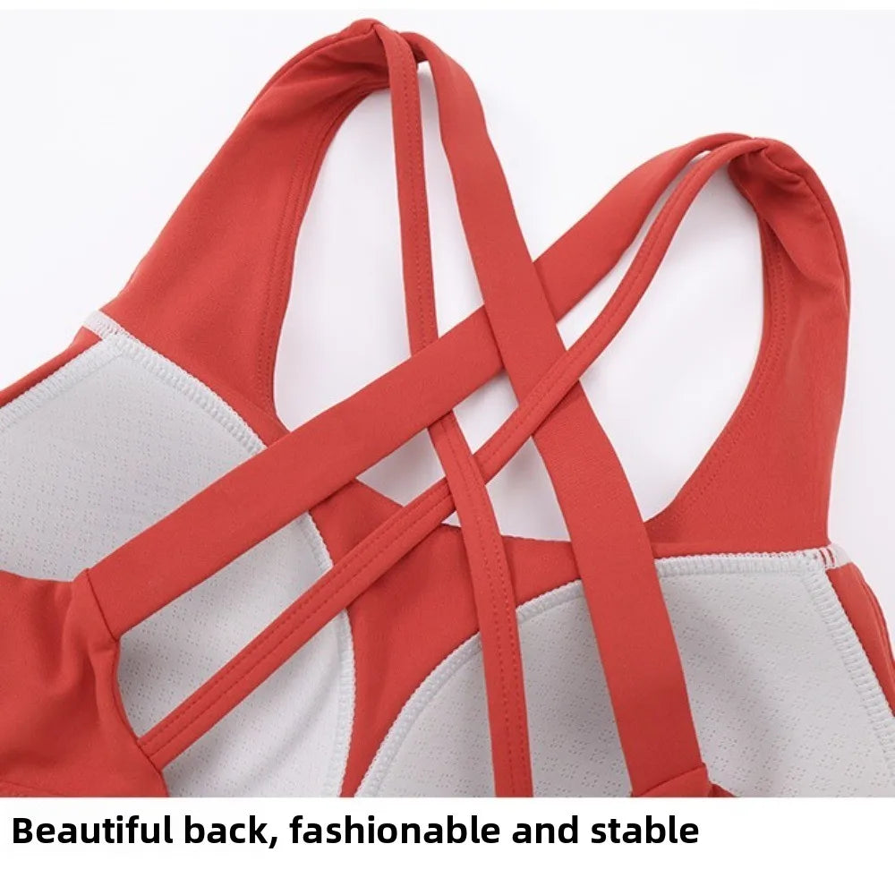 Active Wear Yoga Sports Bra Fixed Cup Tank Tops Fitness Underwear Breathable Sweat Absorbing Women Workout Bra Exercise