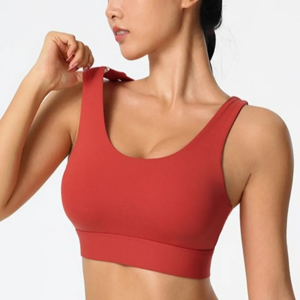 Active Wear Yoga Sports Bra Fixed Cup Tank Tops Fitness Underwear Breathable Sweat Absorbing Women Workout Bra Exercise