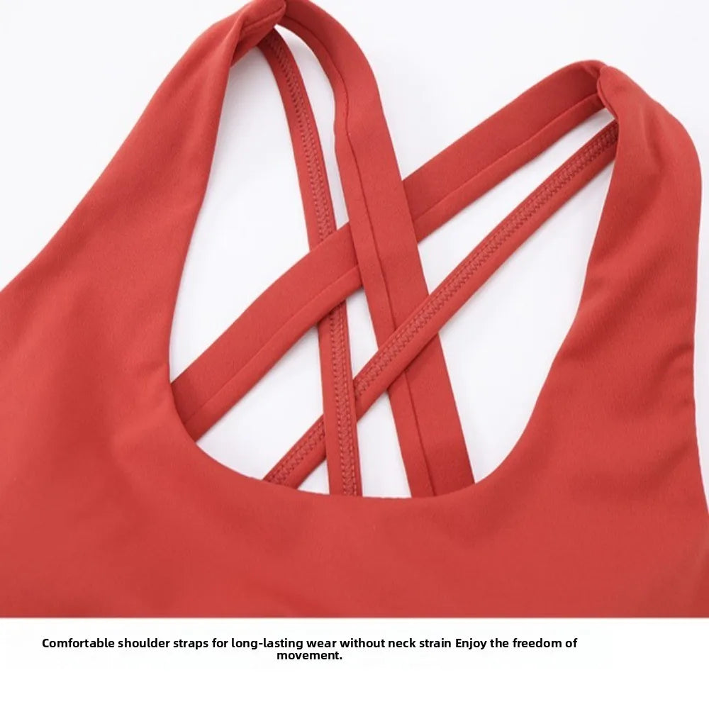 Active Wear Yoga Sports Bra Fixed Cup Tank Tops Fitness Underwear Breathable Sweat Absorbing Women Workout Bra Exercise