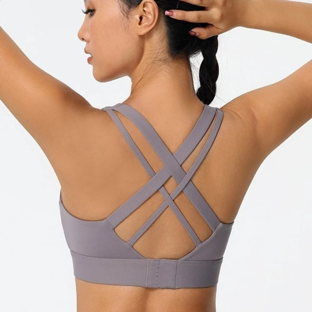 Active Wear Yoga Sports Bra Fixed Cup Tank Tops Fitness Underwear Breathable Sweat Absorbing Women Workout Bra Exercise