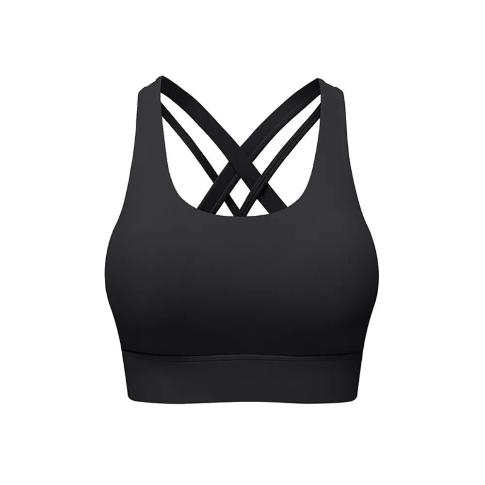 Active Wear Yoga Sports Bra Fixed Cup Tank Tops Fitness Underwear Breathable Sweat Absorbing Women Workout Bra Exercise