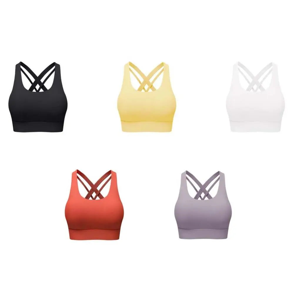 Active Wear Yoga Sports Bra Fixed Cup Tank Tops Fitness Underwear Breathable Sweat Absorbing Women Workout Bra Exercise