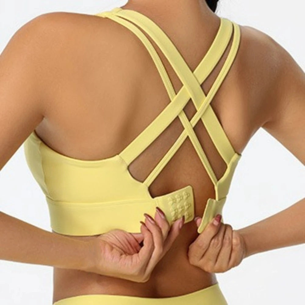 Active Wear Yoga Sports Bra Fixed Cup Tank Tops Fitness Underwear Breathable Sweat Absorbing Women Workout Bra Exercise