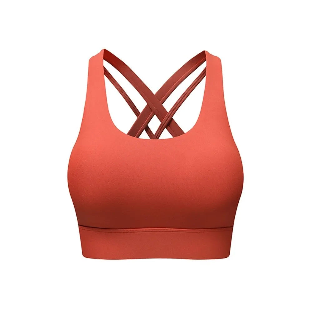 Active Wear Yoga Sports Bra Fixed Cup Tank Tops Fitness Underwear Breathable Sweat Absorbing Women Workout Bra Exercise